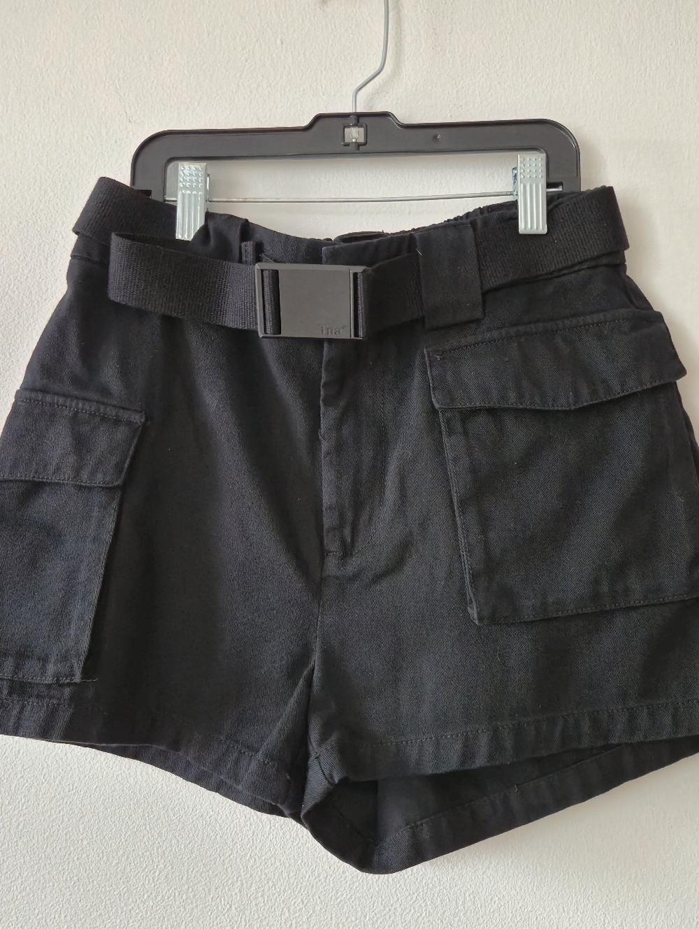 TNA Black Cargo Shorts with Web Belt